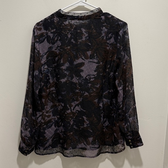 Coldwater Creek Sheer Floral Button Front Blouse Long Sleeve Women’s MP 10-12 - Picture 6 of 9